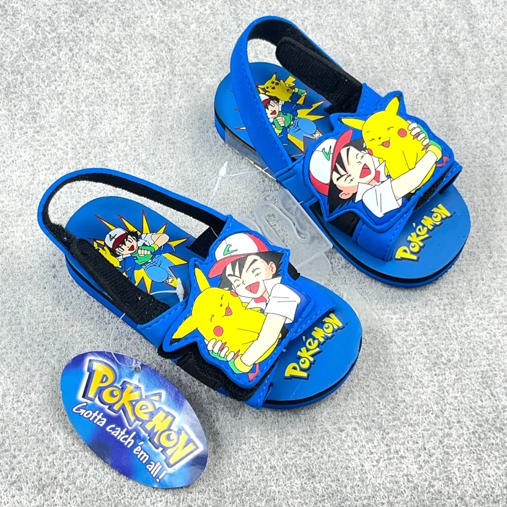 Vintage Pokemon Sandals Toddler Size Large 9-10 Pichachu Ash Deadstock Y2K 2000